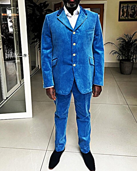 STUNNING 2-PIECE ROYAL BLUE HEAVYWEIGHT CORDUROY SUIT. 100% COTTON.