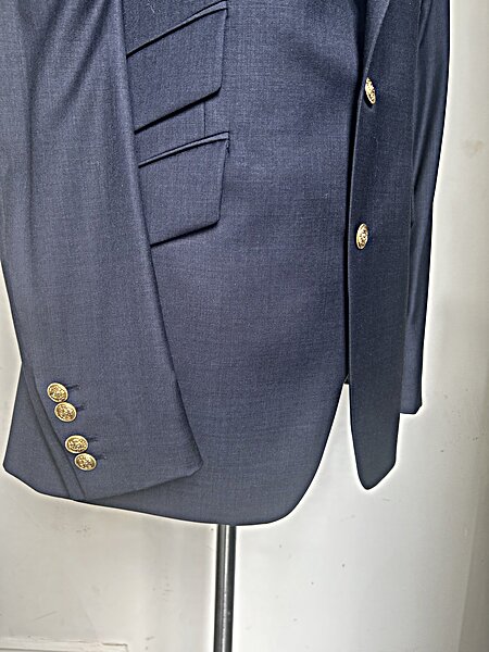 SUPERB 3-PIECE SEPARATE NAVY BLAZER WITH GOLD BUTTONS